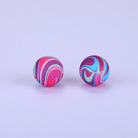 Printed Round Silicone Focal Beads SI-JX0056A-187-1