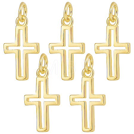 5Pcs 925 Sterling Silver Cross Charms STER-BBC0009-96-1