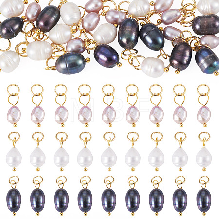 30Pcs 3 Styles Natural Freshwater Pearl Pendants PALLOY-TAC0306-1