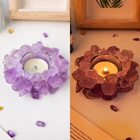 Natural Raw Amethyst Candle Holders PW-WG88246-01-1