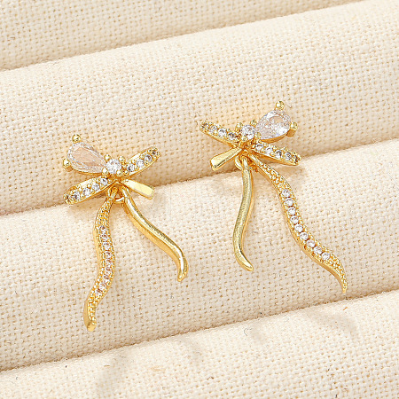Brass Micro Pave Cubic Zirconia Stud Earrings WG17D8C-01-1