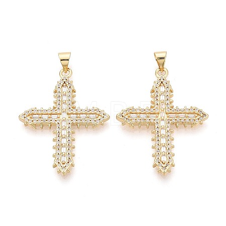 Religion Brass Micro Pave Clear Cubic Zirconia Pendants KK-T080-34G-1