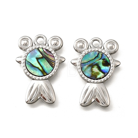304 Stainless Steel Pave Natural Paua Shell Pendants STAS-C122-21F-01P-1