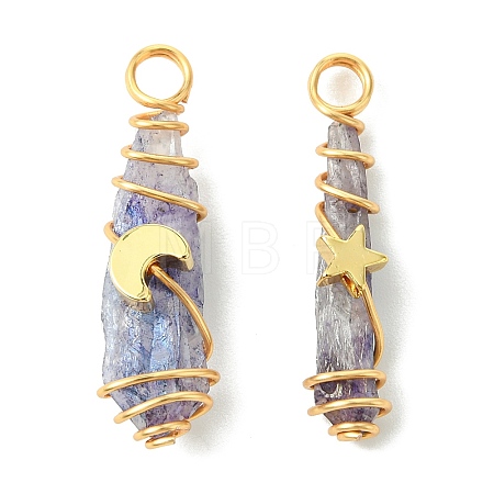 2Pcs Electroplated Natural Quartz Crystal Dyed Copper Wire Wrapped Pendants PALLOY-JF03164-01-1