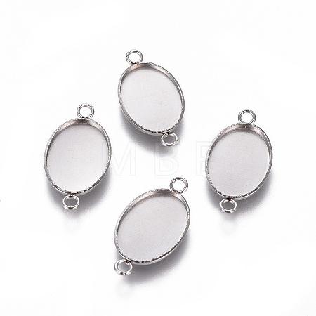 Non-Tarnish 304 Stainless Steel Cabochon Connector Settings X-STAS-H394-A-01P-1