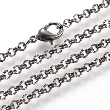 Iron Rolo Chains Necklace Making MAK-R015-75cm-B-1