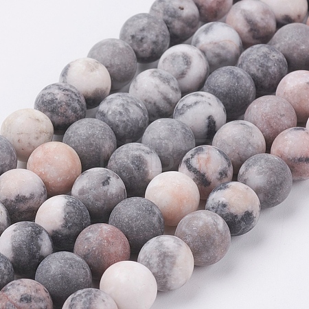 Natural Pink Zebra Jasper Beads Strands G-J376-46F-4mm-1