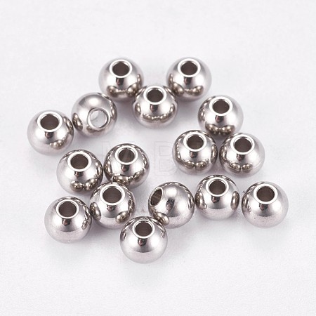 Tarnish Resistant 304 Stainless Steel Smooth Round Spacer Beads STAS-M006-01B-1