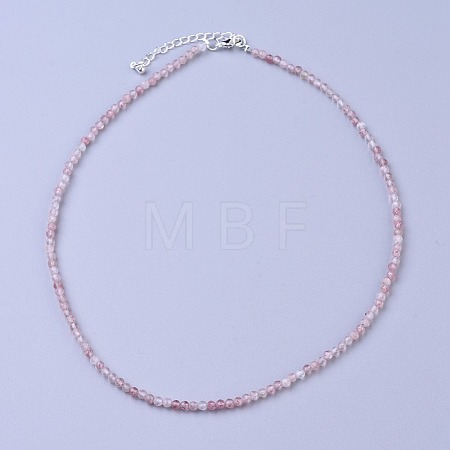 Natural Strawberry Quartz Beaded Necklaces NJEW-K114-B-A14-1