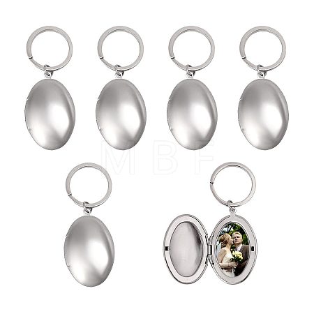6Pcs 316 Stainless Steel Locket Pendant Keychain KEYC-PH01648-1