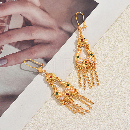 Ethnic Style Alloy Long Tassel Chandelier Earrings for Women JY2387-1