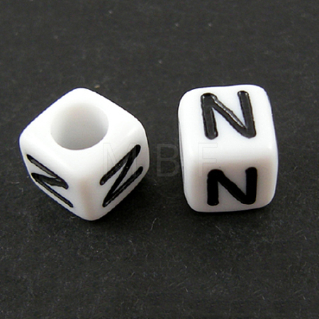 Letter Acrylic European Large Hole Beads X-OPDL-R050-10mm-N-1