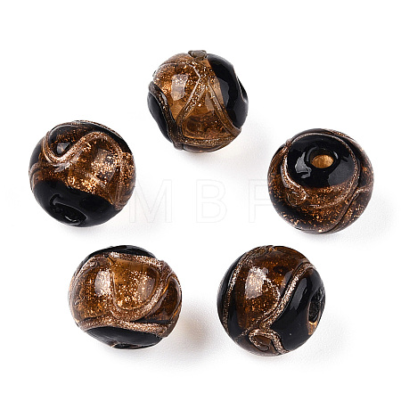 Handmade Gold Sand Lampwork Beads LAMP-T019-14mm-02-1
