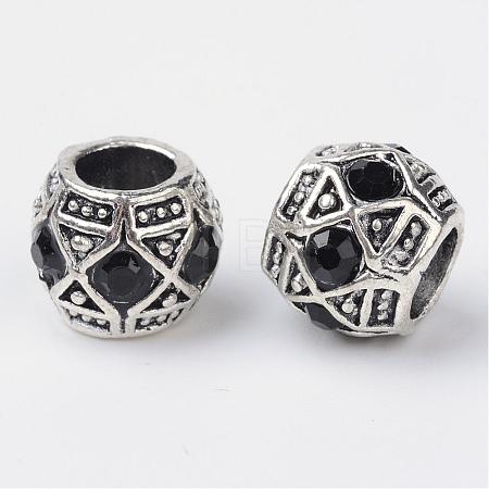 Alloy Rhinestone Rondelle Large Hole European Beads MPDL-R036-80A-1