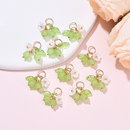 10Pcs Glass Pendants PALLOY-YW00093-03-1