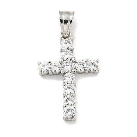 304 Stainless Steel Cubic Zirconia Pendants STAS-C102-01A-P-1