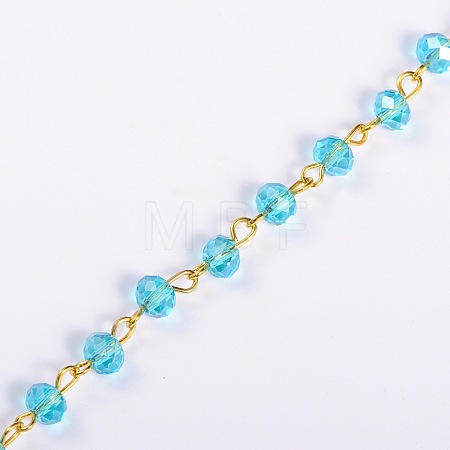 Handmade Rondelle Glass Beads Chains for Necklaces Bracelets Making AJEW-JB00037-02-1