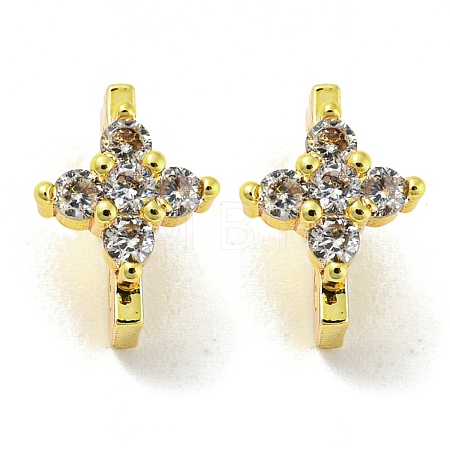 Rack Plating Brass Micro Pave Clear Cubic Zirconia Connector Charms KK-F864-06G-1