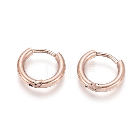 Ion Plating(IP) 304 Stainless Steel Huggie Hoop Earrings EJEW-F111A-13mm-RG-1