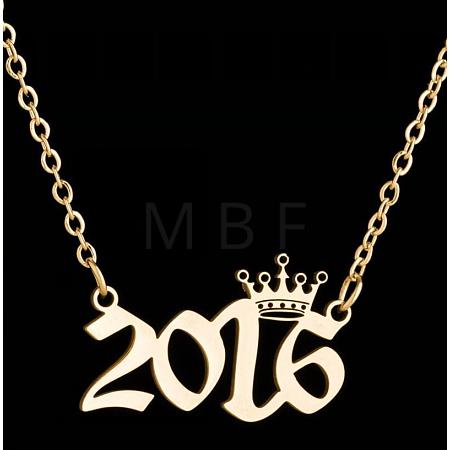 Crown Birth Year 201 Stainless Steel Pendant Necklaces for Women FS-WG4E8F2-37-1