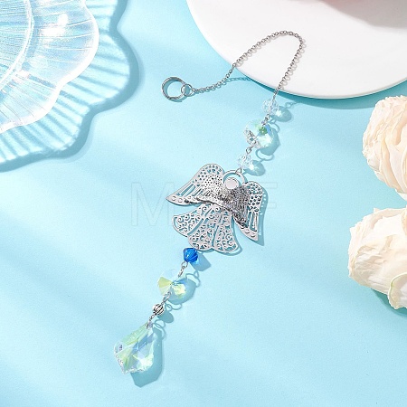 Glass Teardrop Hanging Suncatchers HJEW-JM04755-02-1