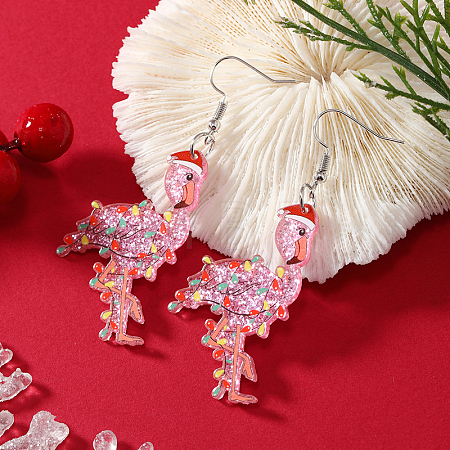 Cute Christmas Ostrich Acrylic Dangle Earrings WY1502-1-1