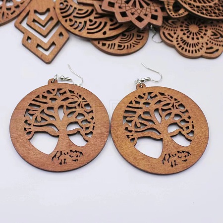 Alloy Wood Dangle Earrings FS-WG0BF85-07-1