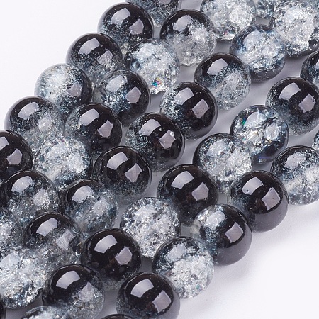 Spray Painted Crackle Glass Beads Strands CCG-Q002-10mm-11-1