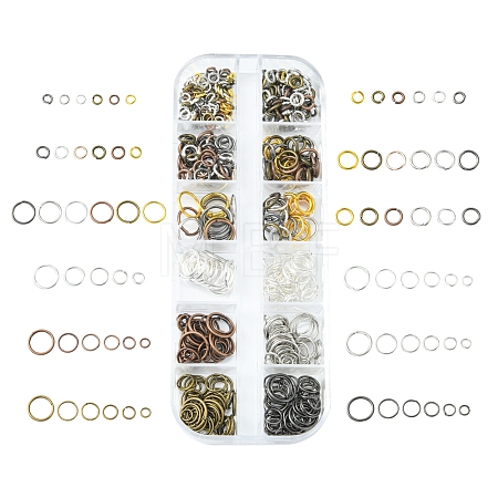 12 Styles DIY Brass & Iron Open Jump Rings Sets DIY-FS0004-12-1