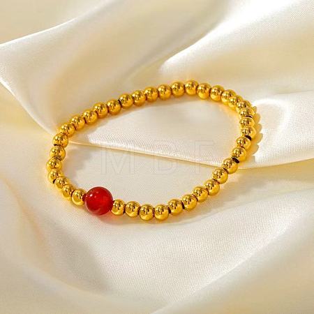 304 Stainless Steel Round Beaded Bracelets for Women JZ6753-2-1