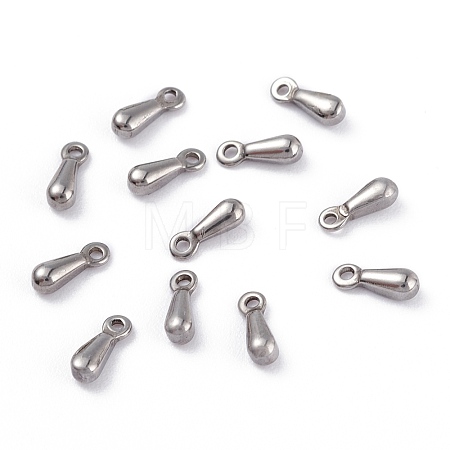 Tarnish Resistant Original Color End Piece 304 Stainless Steel Teardrop Charms Pendants X-STAS-G029-1-1
