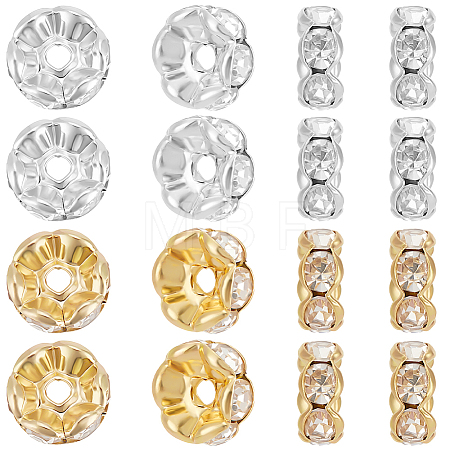 100Pcs 2 Colors Rack Plating Brass Rhinestone Spacer Beads KK-BBC0016-23B-1
