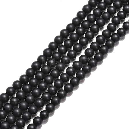 Synthetic Black Stone Beads Strands X-G-G508-6MM-1