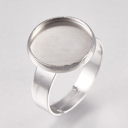 Tarnish Resistant 304 Stainless Steel Pad Ring Settings X-STAS-G173-19P-12mm-1
