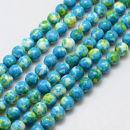 Synthetic Ocean White Jade Beads Strands G-L019-6mm-06-1