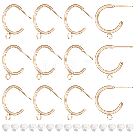 12Pcs Brass Ring Stud Earring Findings KK-BC0011-04-1