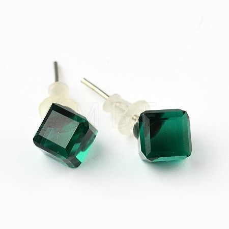 Shiny Glass Rhinestone Stud Earrings EJEW-F0039-07-1