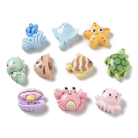 Ocean Theme Opaque Resin Cabochons CRES-M026-02-1