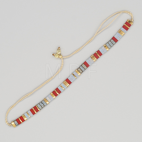 Vintage Ethnic Style Glass Tila Beaded Handmade Slider Bracelets for Women ZN9527-6-1