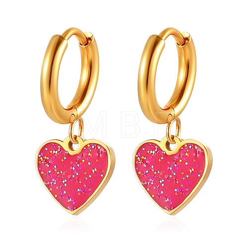 European and American Style Stainless Steel Heart Hoop Earrings PW-WGFA9E7-01-1