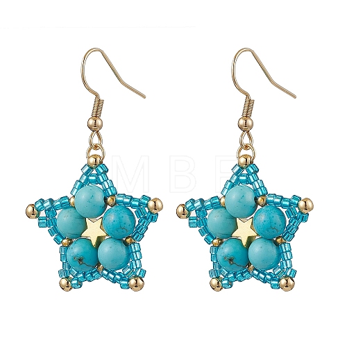 Synthetic Turquoise Dangle Earrings EJEW-JE06238-05-1