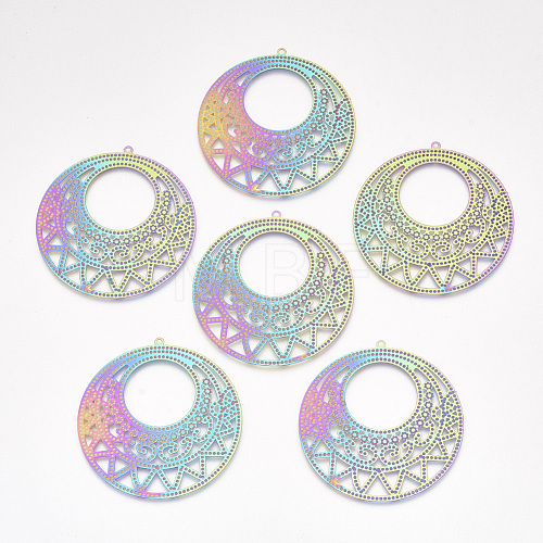 Ion Plating(IP) 304 Stainless Steel Filigree Big Pendants X-STAS-S108-43-1