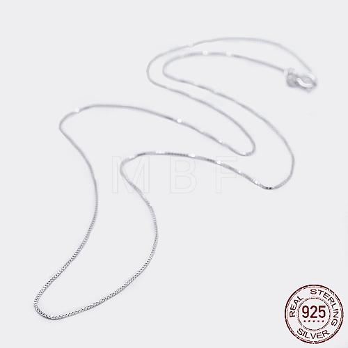 Rhodium Plated 925 Sterling Silver Box Chain Necklaces STER-F039-40cm-05P-1