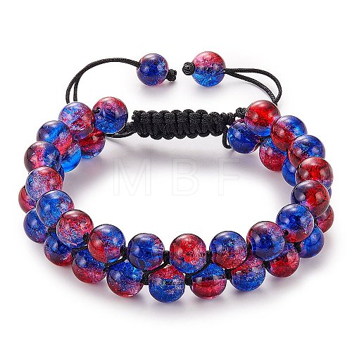 Sparkling Round Glass Braided Bead Bracelet BJEW-SW00082-12-1