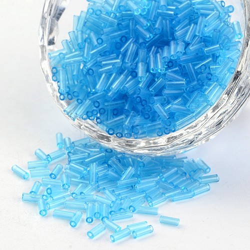 Transparent Colours Round Hole Glass Bugle Beads SEED-I001-3-1