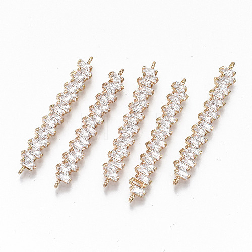 Brass Micro Pave Cubic Zirconia Links Connectors KK-S359-075A-RS-1
