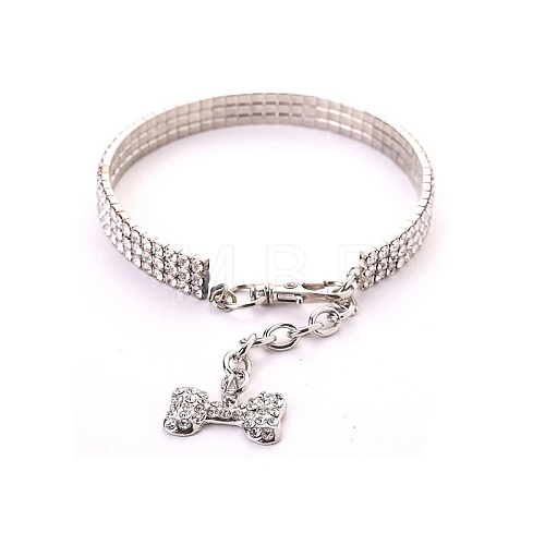 Adjustable 3-Row Alloy Rhinestone Cup Chain Pet Collars PW-WG33109-02-1