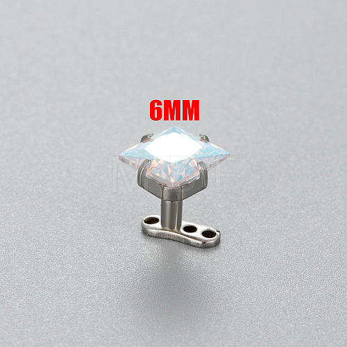 Stainless Steel Cubic Zirconia Square Dermal Anchor Base/Top for Women Men WG87C2F-01-1