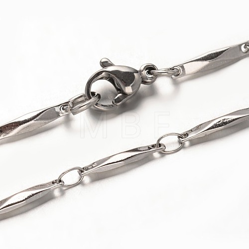 304 Stainless Steel Bar Link Chains Necklaces NJEW-O066-17P-1