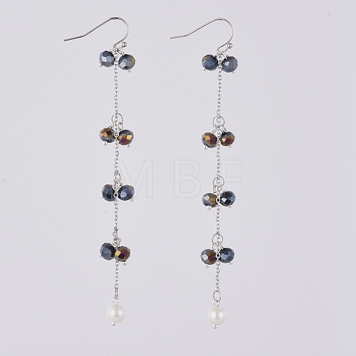 Faceted Rondelle Glass Beads Dangle Earrings EJEW-JE03817-01-1
